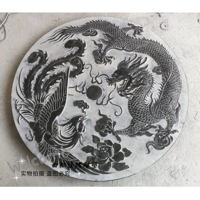 大理石石雕龙凤呈祥浮雕壁画青石室内背景墙装饰屏风照壁墙壁挂件图片