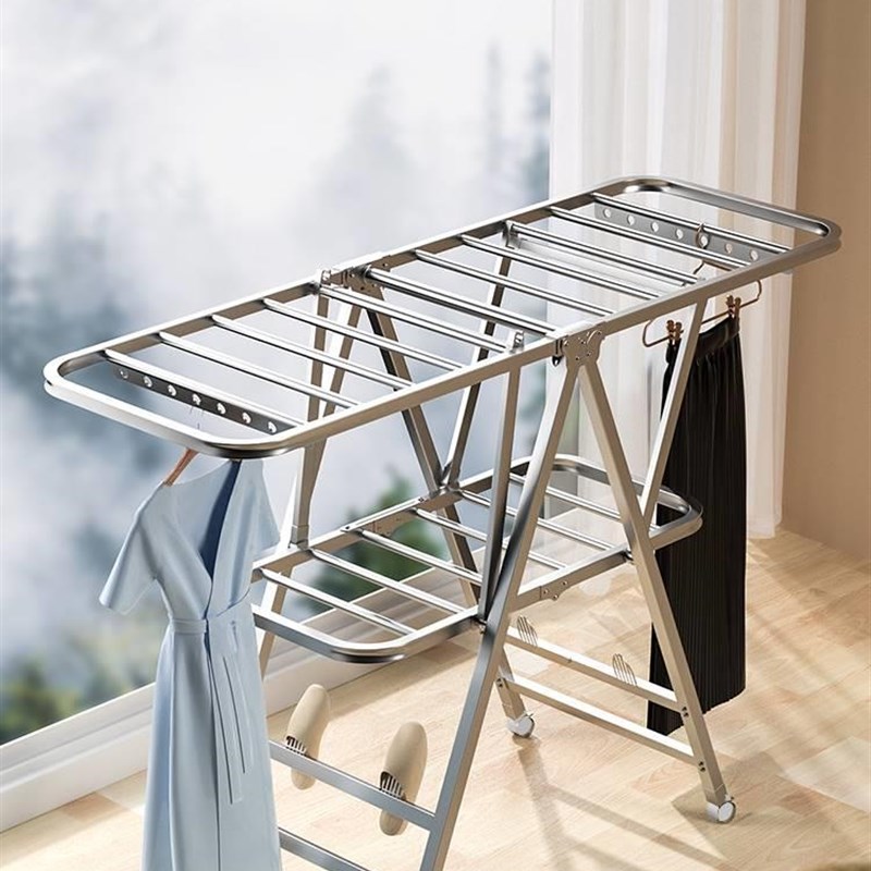 晾衣架落地折叠室内家用凉衣架晒衣架卧室阳台不锈钢尿布架晒被子