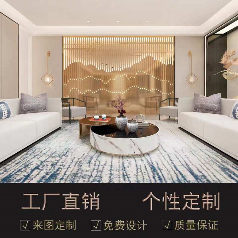 新品定制不锈钢屏风隔断假山镂空样E品屋展示中心装饰酒店前台门