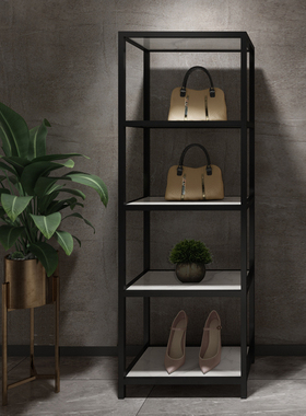 服装店多层置f物架落地式包包架黑色鞋包展示架五层收纳架简约现