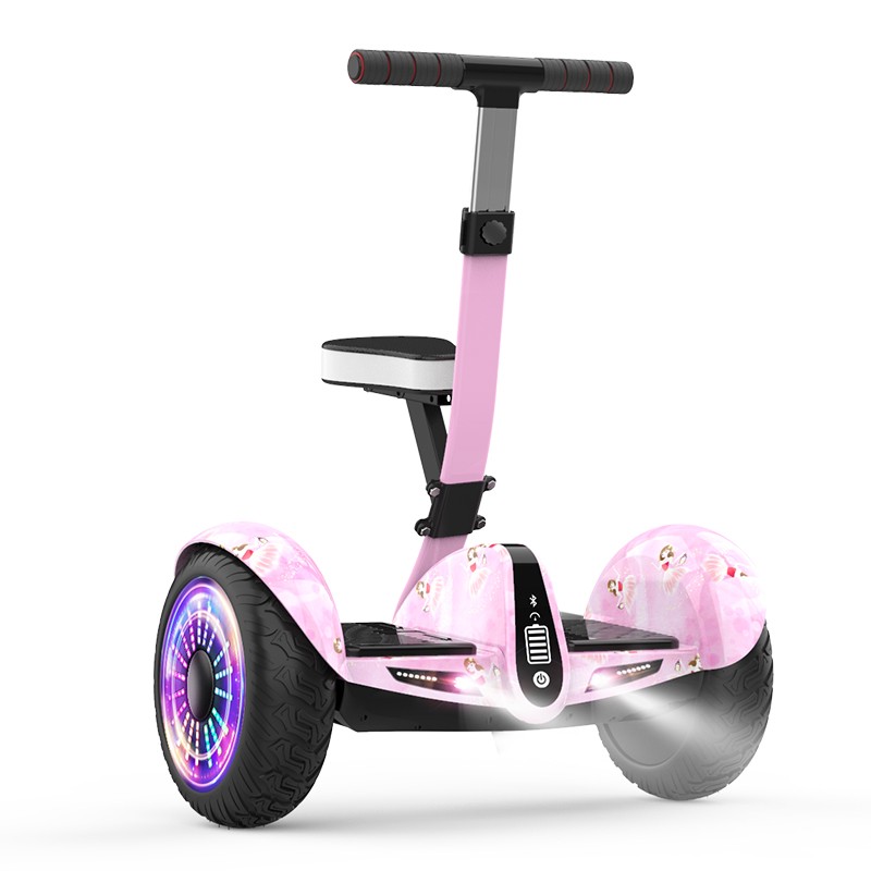 平衡车成人儿童6-12新款10吋双轮通智能体感带扶杆腿控电动平行车