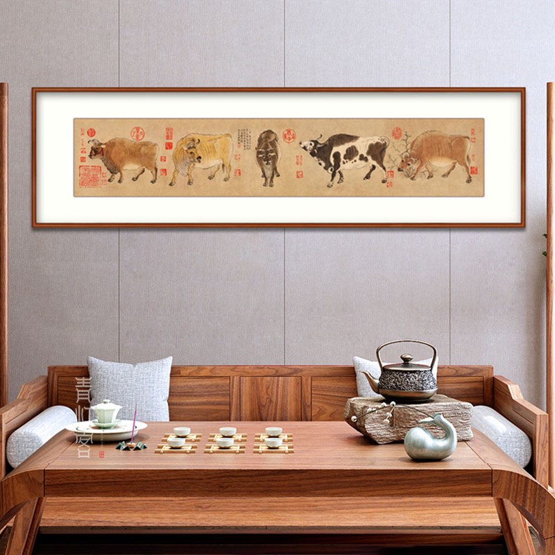 五牛图国画中国十大名画牛年客厅装饰画书房挂画办公室背景墙字画图片