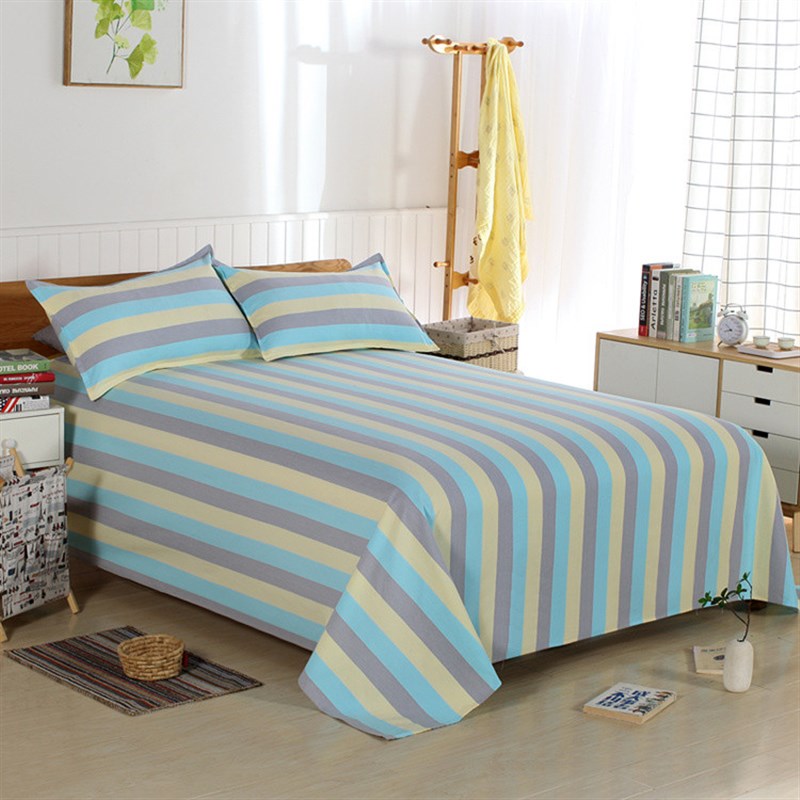 【不起球不掉色纯棉床单】加厚老粗布炕单学生宿舍床单三件套被套