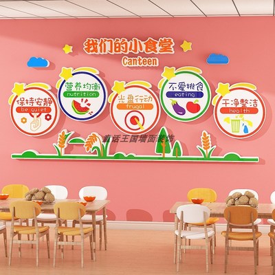 幼儿园墙面装饰餐厅食堂环境创设材料主题墙成品神器文化墙贴布置
