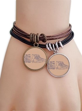 手绘帆布鞋纹样插画黑棕手链对饰品情侣礼物礼品自带仙气