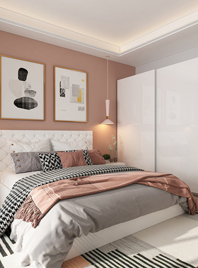 白色烤漆移门衣柜现代简约卧室整体推拉大衣橱子实木质衣帽间定制