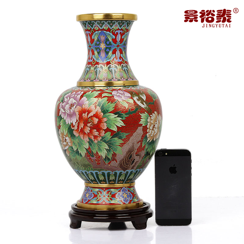 12寸景泰蓝铜花瓶客厅装饰品乔迁结婚礼物送老外生日礼品摆件