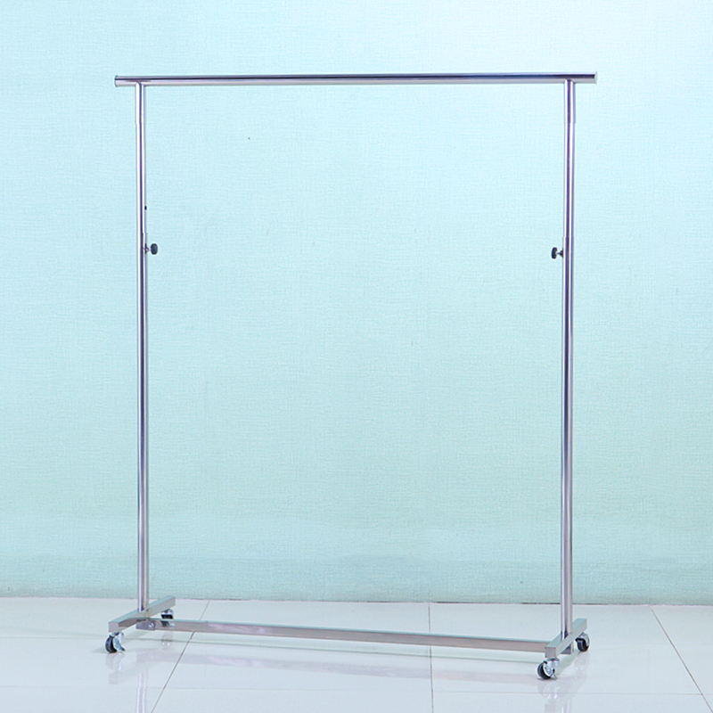 服装店展示架不锈钢折叠晾衣架单杠落地架夜市地摊挂衣架卧室架子