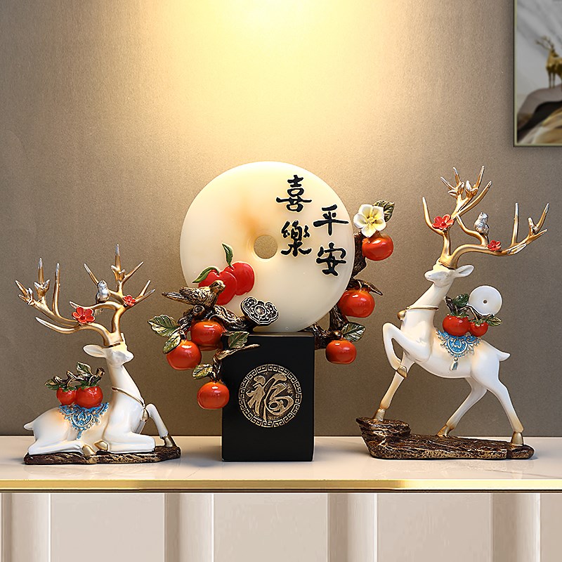 沛纳丽流沙画招财鹿中式摆件酒柜装饰品客厅桌面家居乔迁新居礼品图片
