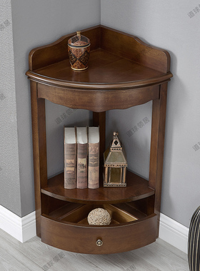 实木墙角柜转角柜美式拐角柜三角柜置物架客O厅沙发装饰边柜小矮