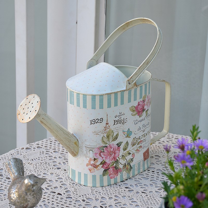 浇水壶法式田园铁艺小洒水壶浇花壶花店橱窗花园庭院杂货装饰摆件