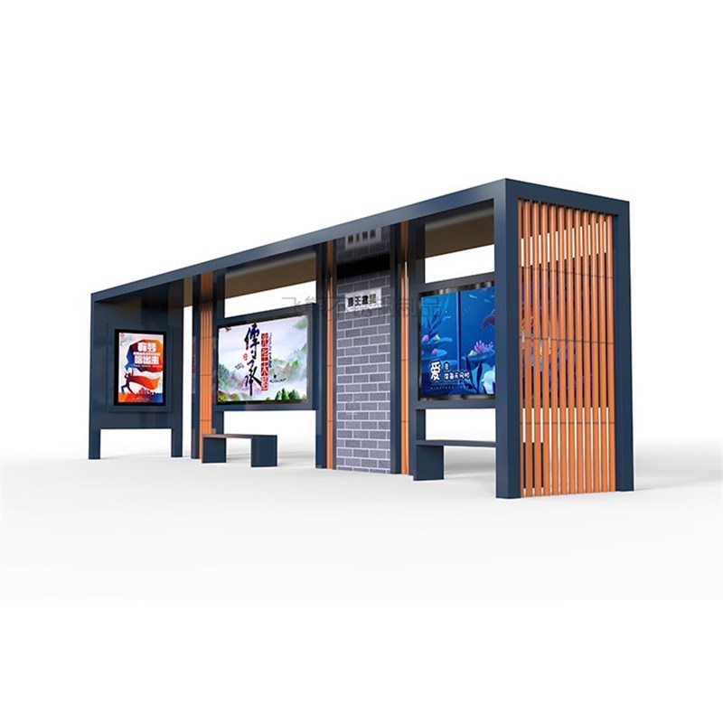 定制仿古公交候车亭智能公交站台广告站牌指路牌灯箱不锈钢公交亭