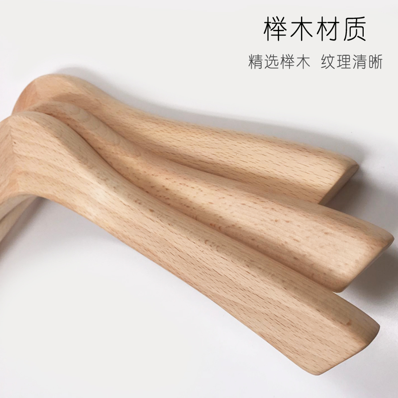 韩版榉木捆绳防滑实木衣架圆形裤架女服装店长钩木衣挂撑LOGO定制