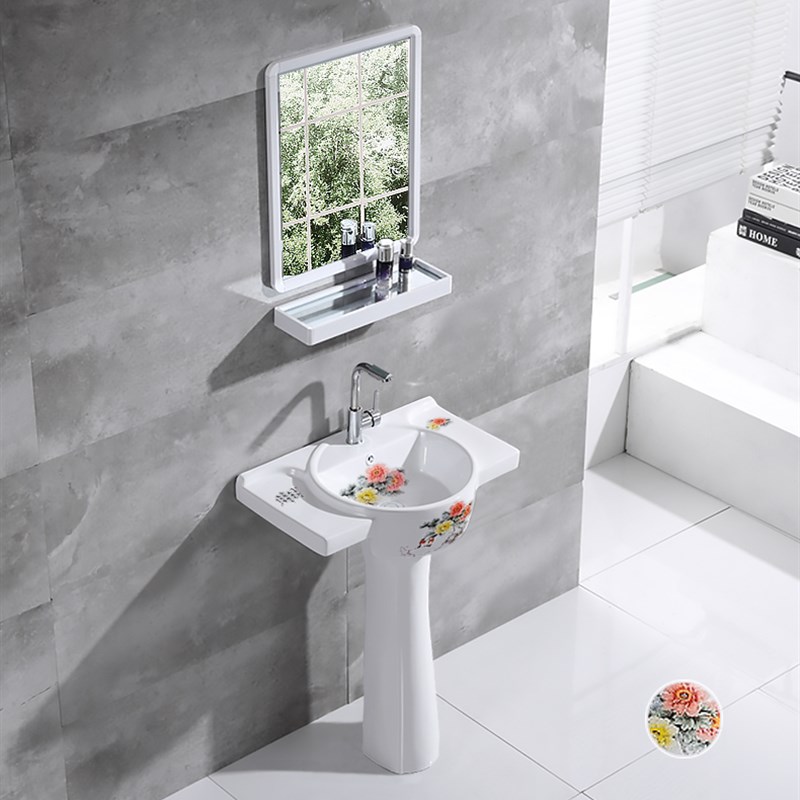 立柱盆小户型小卫生间洗手盆落地式厕所洗脸盆迷你一体洗手池简易