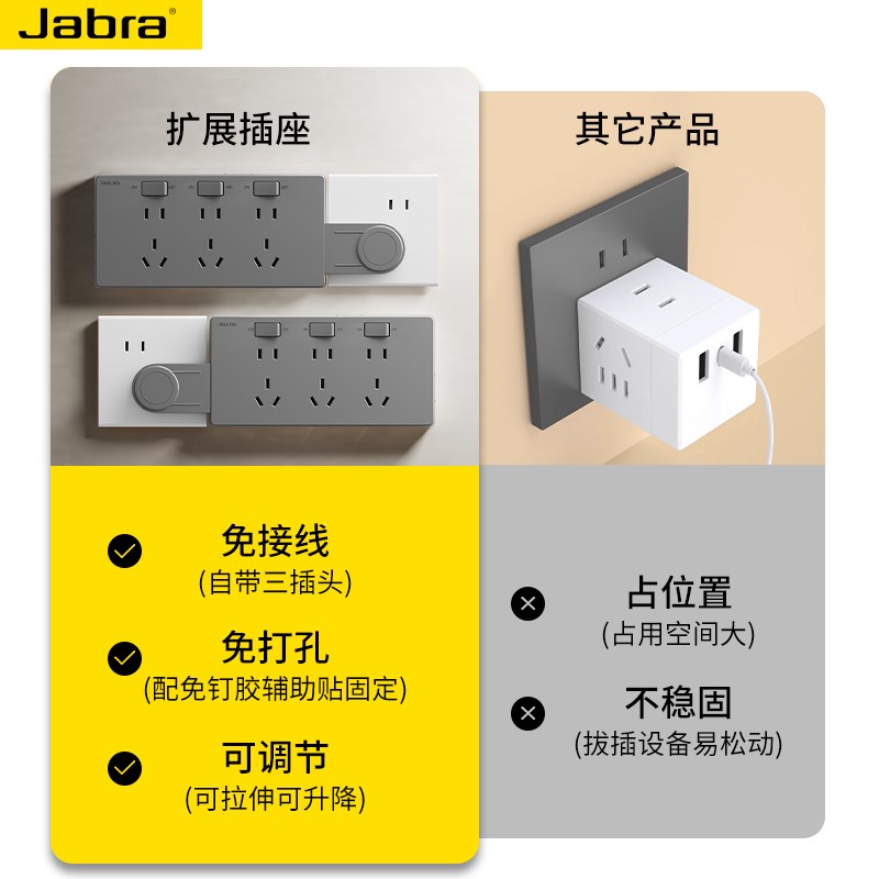 扩展插座免接线一转多转换器大功率拓展式插板排插多功能接线板
