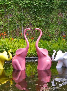 抽象大象玻璃钢雕塑商场美陈户外动物模型园林景观小区房地产摆件