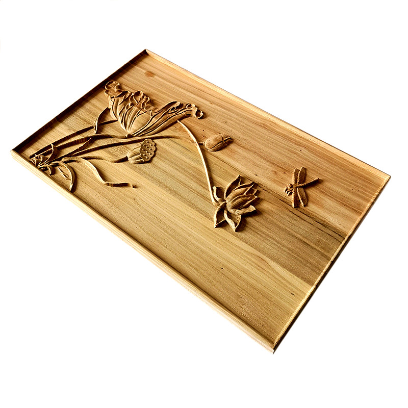 中式木板画 桌面装饰摆台壁挂版画 家具柜门箱子雕花板浮雕木贴花