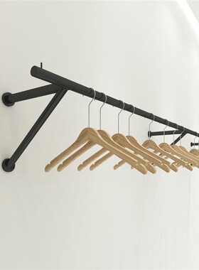简约现代服装店上k墙壁挂展示架黑色挂衣架网红新款货架墙上陈列