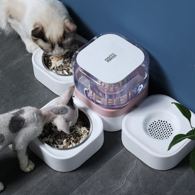 猫碗狗盆喂食饮水一体宠物u吃饭碗猫咪自动喂食器不锈钢狗碗防打