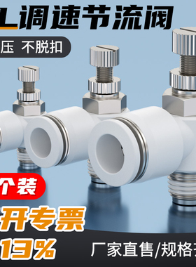 气缸节流阀可调调速开关气管快速快插接头SL4/6/H8/10/12-M5/01/0