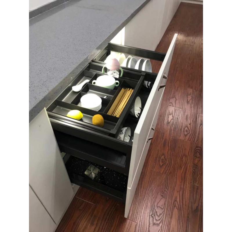 莫尔森拉篮厨房橱柜304不v锈钢抽屉式双层厨柜缓冲碟架调味篮碗篮