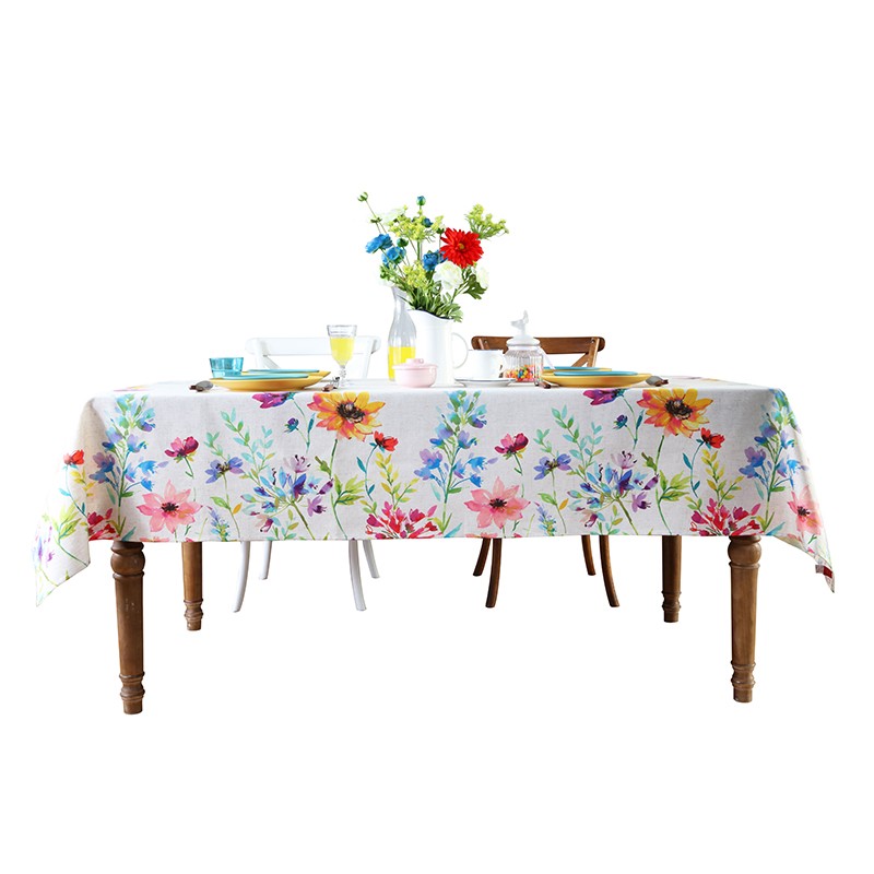 水彩花卉田园桌布美式餐桌布英伦田园餐桌布套装茶几盖布定制布艺