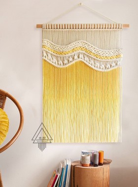 【稻香】手工编织染色黄色渐变挂毯简约民宿客栈遮电表箱装饰挂画