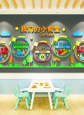 食堂文化节约粮食标语q墙贴面饭厅布置幼儿园环创主题午托管班装
