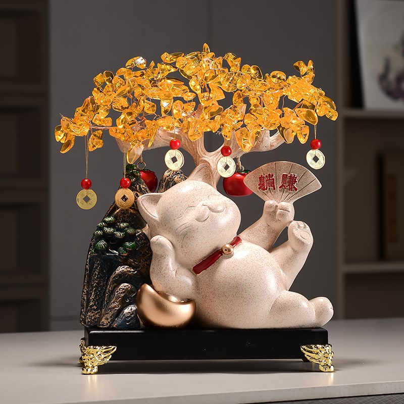 新店装修软装搭配躺赚猫摇钱树摆件商用门店装饰品招财工艺品礼物