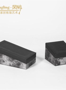 现代简约布料首饰盒收纳盒实木托盘样板间衣帽间办公室摆件