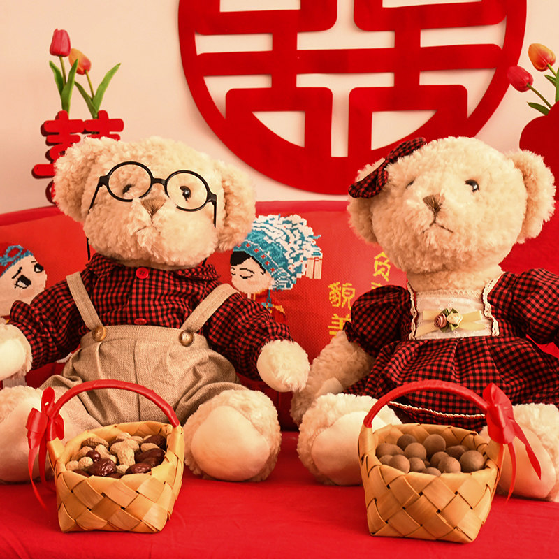 高档压牀娃娃娃娃一对新款公仔抱枕情侣玩偶婚房布置摆件新人结婚