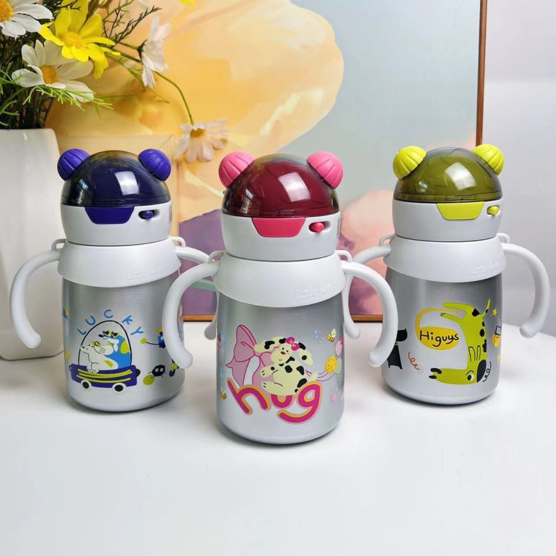 儿童保温杯带吸管两用宝宝水壶婴儿学饮杯外出携带不锈钢防摔杯子