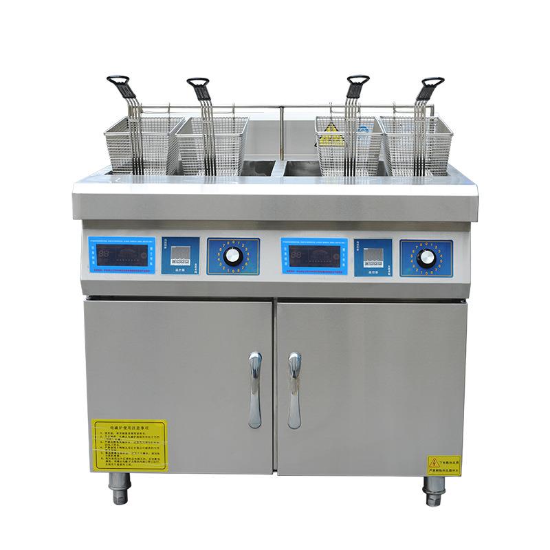 商用双杠炸炉 40L电磁温控柜式炸鸡薯条油条酥肉四筛油炸锅