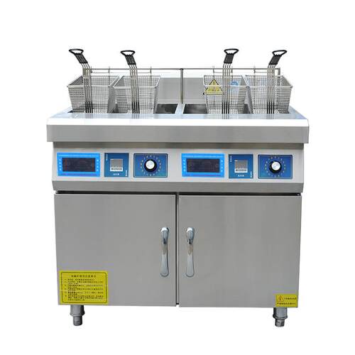 商用双杠炸炉 40L电磁温控柜式炸鸡薯条油条酥肉四筛油炸锅