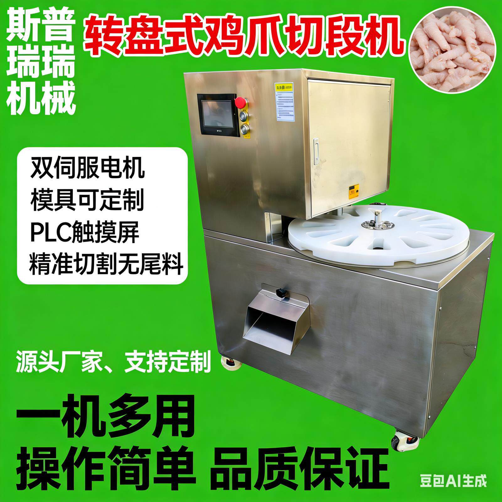 猪蹄转盘式转盘冲压鸭脖黄焖切块鸡爪切段机盘式鸭腿切块机琵琶