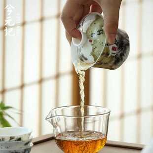 羊脂玉陶瓷礼品墨竹盖碗快客杯便携式户外旅行茶具套装礼品定制