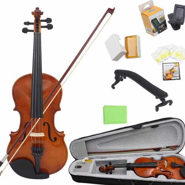 4/4实木小提琴自然色普及小提琴塑料配件儿童成人初学小提琴套装