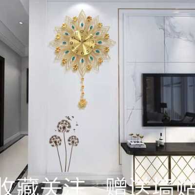 客厅轻奢钟表挂钟家用时尚简约装饰挂墙静音时钟餐厅玄关级感