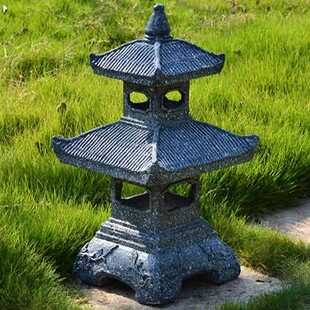 复古太阳能庭院花园石塔灯户外落地系列手工中日式建筑造景观摆件