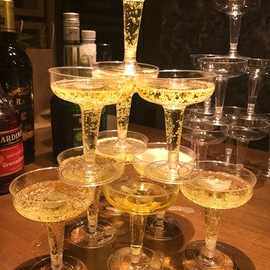 现货一次性硬塑料脚杯香槟杯宽口杯香槟杯派对酒杯甜品杯