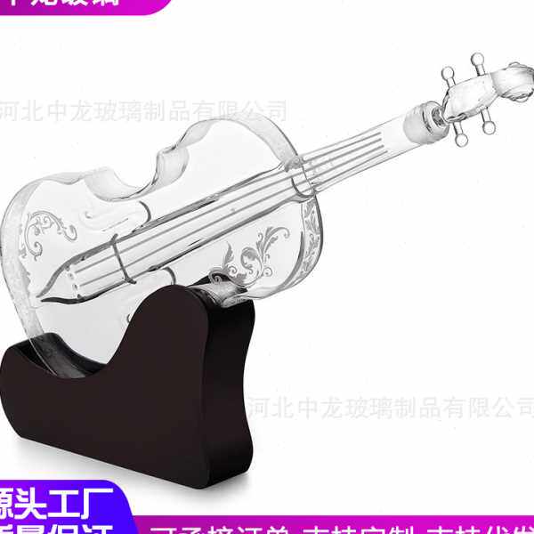 热销小提琴型酒具套装  玻璃酒带木托醒酒器套装