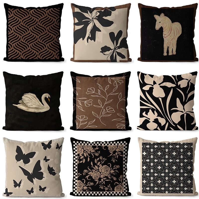 中古风格c沙发枕客厅沙发枕新中式风格卧室床头复古枕垫