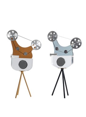 水晶留声机摆件立式m高脚放映机摆件样板间家居酒店桌面软装工艺