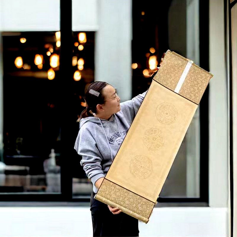 宣纸挂轴全绫装裱二三q四言书房挂轴横幅卷轴书法专用空白画轴挂