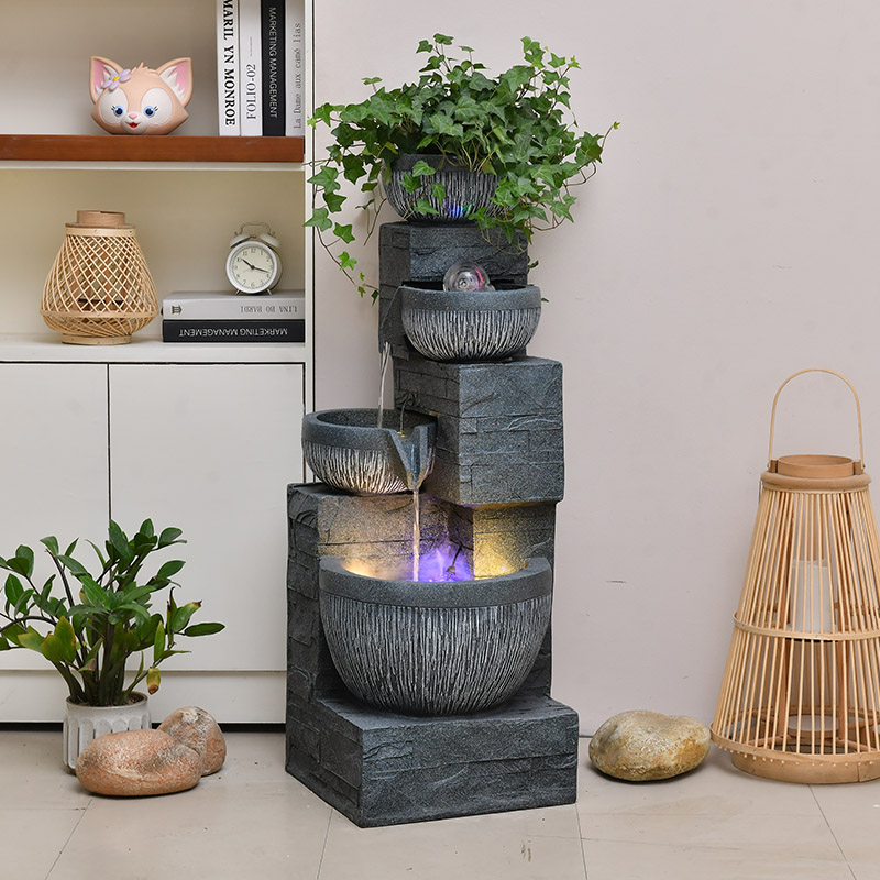 欧式流水摆件循环水生财客厅加湿器山水景观简约S现代假山喷泉造