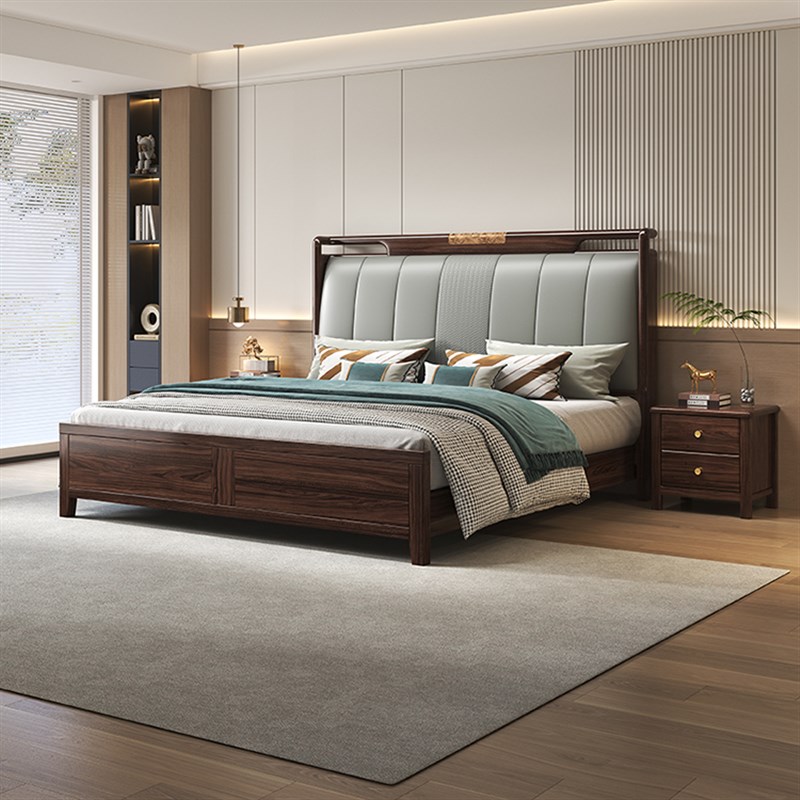 乌金木实木床2024新款新中式现代简约轻I奢主卧储物1.8米双人大床