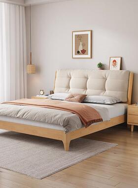 欧实木床代简约小户型1.米1.5双现人UIU床带8软靠主北卧婚床家具