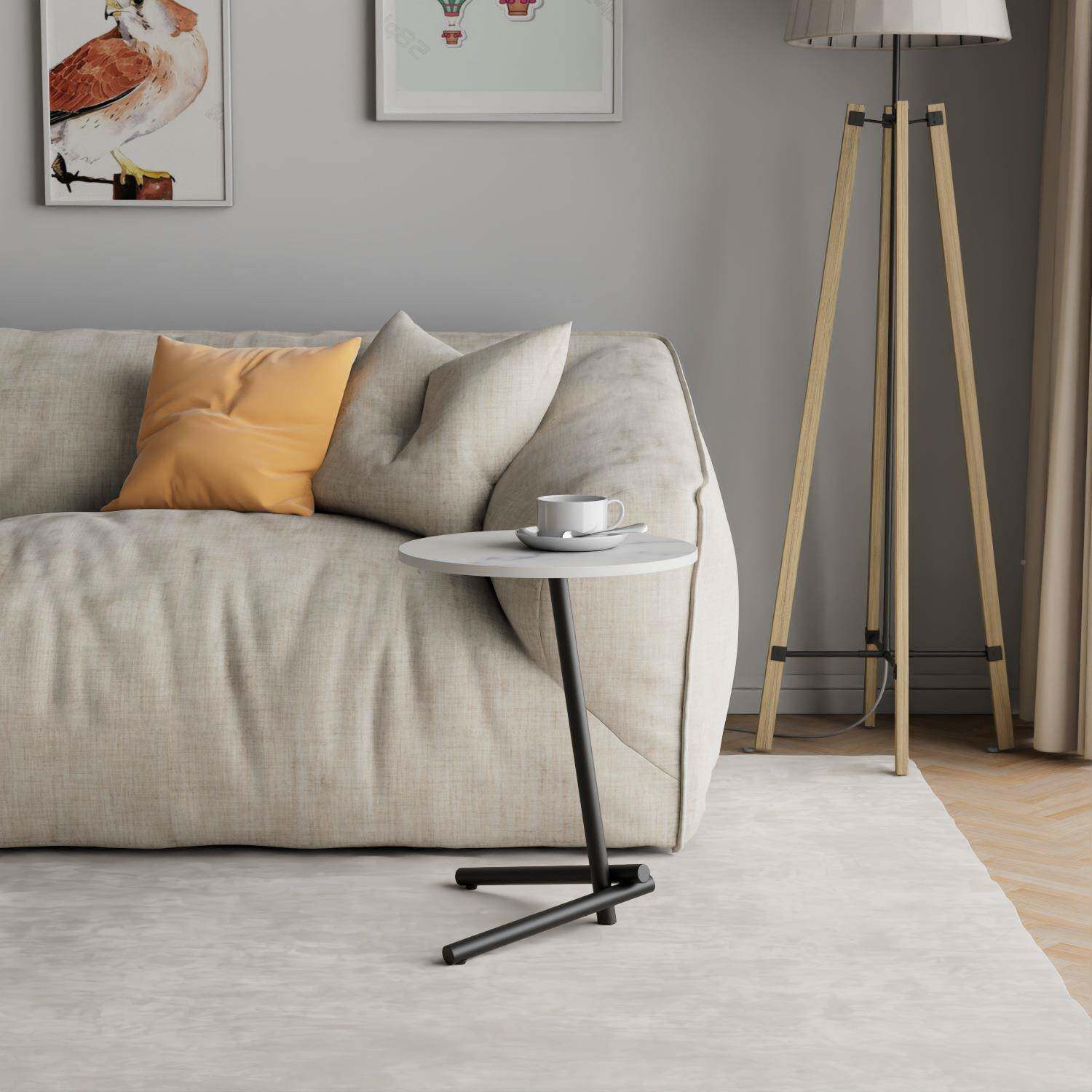 沙圆发岩板小茶zk-124kg边几简约家用床头柜客厅台边几桌子阳北欧