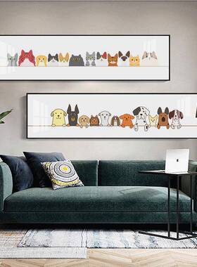 北欧风床饰画客幅厅沙发背HTCT-25景墙画装酒店卧室横挂头画萌宠