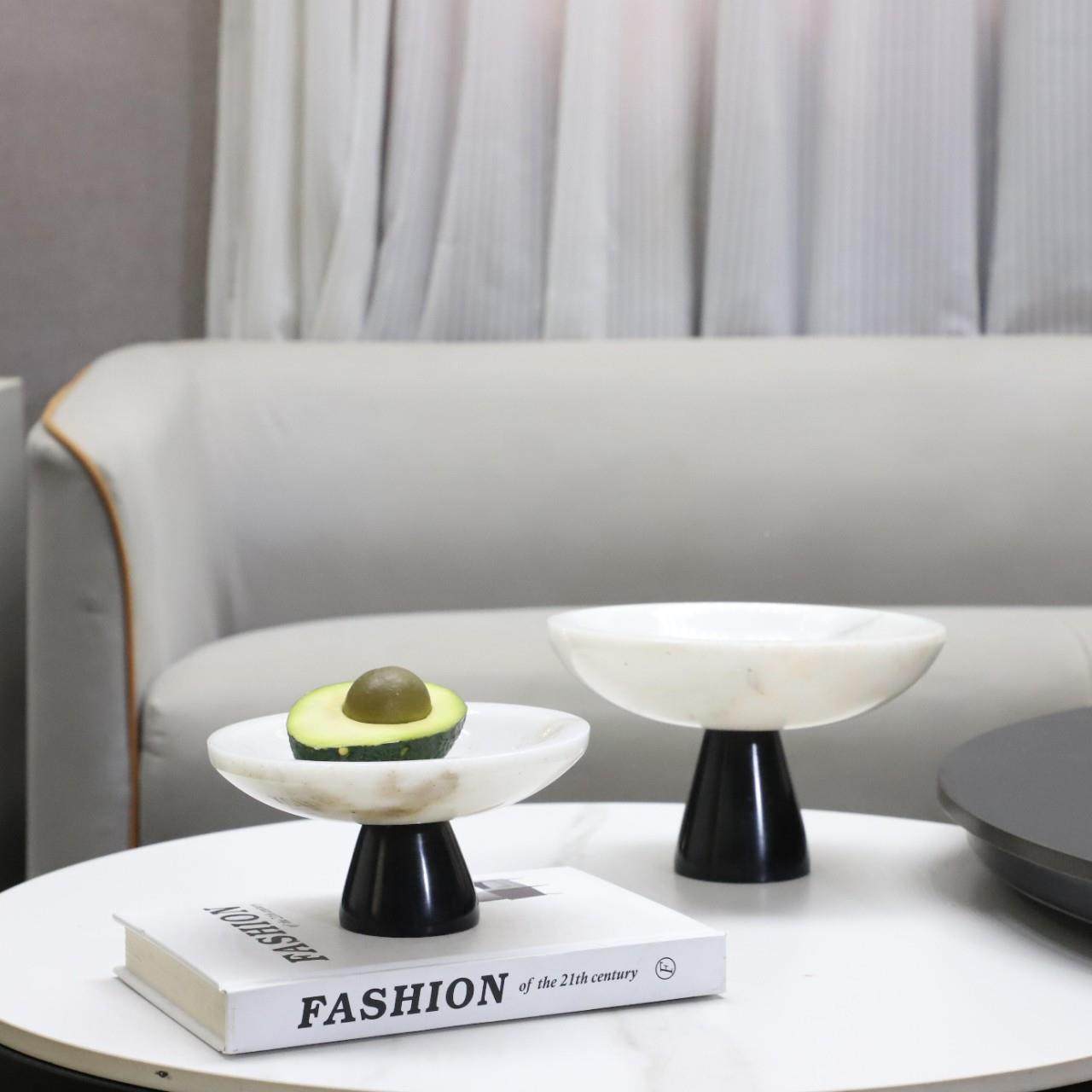 北欧无品牌/创意天然大理石脚饰圆高果形盘托盘餐厅酒店茶几客厅